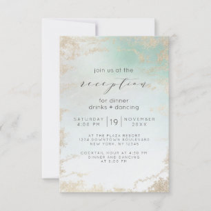 Convite Esmalte com Degradê Aquático e Brilho Dourado Cong