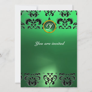 Convite ESMERALDA DAMASCO GEMA MONOGRAMA verde
