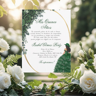 Convite Esmeralda floral vaqueira Quinceanera espanhol