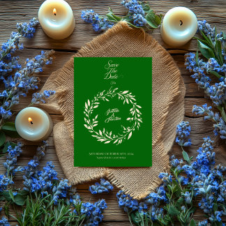 Convite Esmeralda Verde & Círculo de Champanhe, Salve a Da