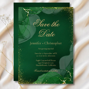 Convite Esmeralda Verde Dourado Mármore Casamento Salve A 