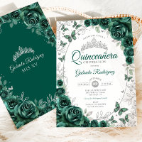 Esmeralda Verde Quinze Anos Floral Prata