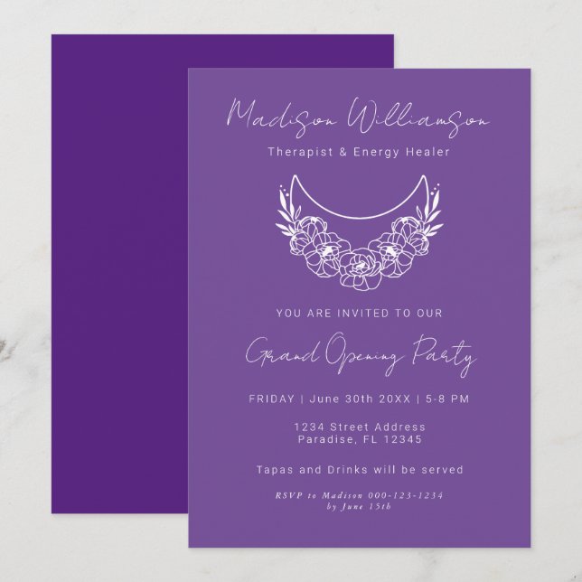 Convite Esoteric Psychic Modern Moon Business Event (Frente/Verso)