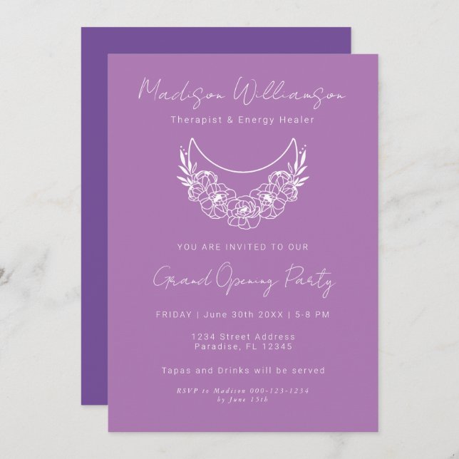 Convite Esoteric Psychic Modern Moon Business Event (Frente/Verso)