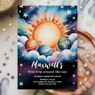 Convite Espaço em Aquarela Primeira Viagem em Torno do Sol