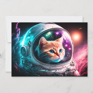 Convite Espaço Engraçado Astronauta Gatinho Galáxia Univer