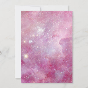 Convite Espaço Estrelado Rosa Claro Estrelas de Aquarela G