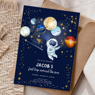 Convite Espaço Exterior Astronauta Planeta Galáxia Anivers