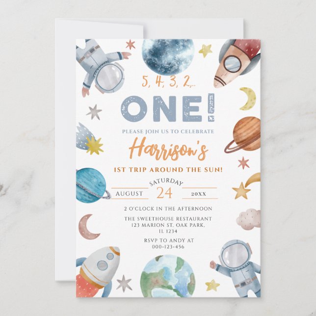 Convite Espaço Exterior Primeira Viagem ao Redor do Sol An (Frente)