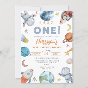 Convite Espaço Exterior Primeira Viagem ao Redor do Sol An