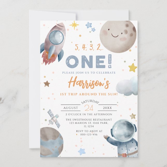 Convite Espaço Exterior Primeira Viagem Ao Redor Do Sol An (Frente)