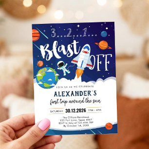 Convite Espaço Exterior Primeira Volta ao Sol 1º Aniversár