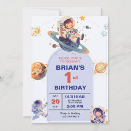 Convite Espaço Exterior Primeiro Aniversário