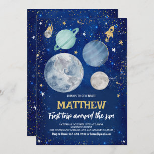 Convite Espaço Exterior Primeiro Aniversário