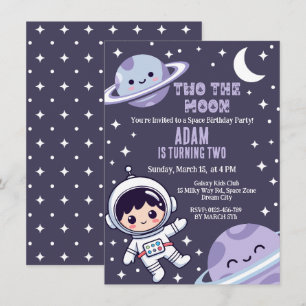 Convite Espaço Sideral Dois A Lua Festa de Aniversário de