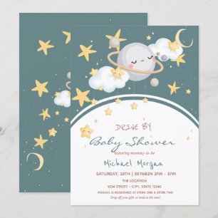 Convite  Espaços Estrelas Nuvens Planeta Por Chá de fral