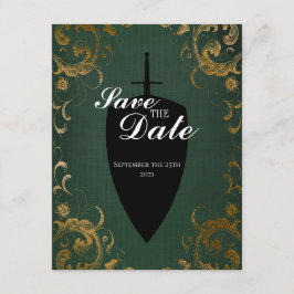 Convite Espada Medieval Elegante Jogo de Mesa Salve a Data
