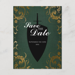 Convite Espada Medieval Elegante Jogo de Mesa Salve a Data