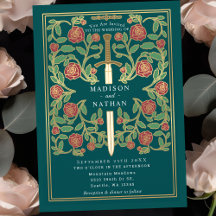 Espada Verde-Floral Fantasia Medieval Casamento