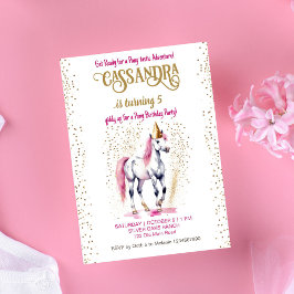 Convite Espadilha de ouro branco de festa de aniversário P