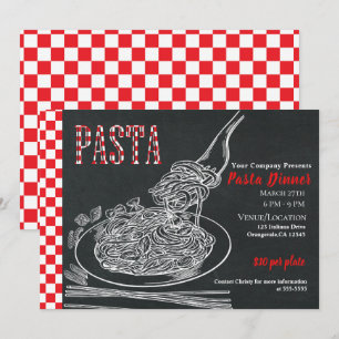 Convite Espaguete Massa Rústica Giz Evento Jantar Festa