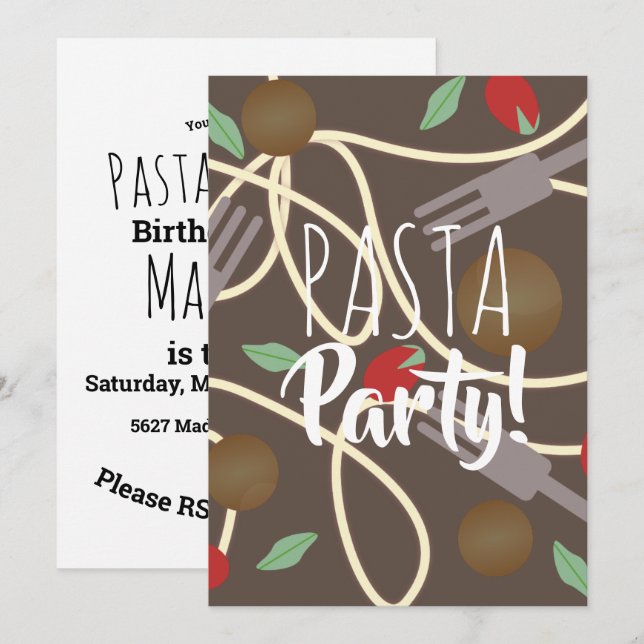 Convite Espaguete Massas alimentícias italianas Jantadas U (Frente/Verso)