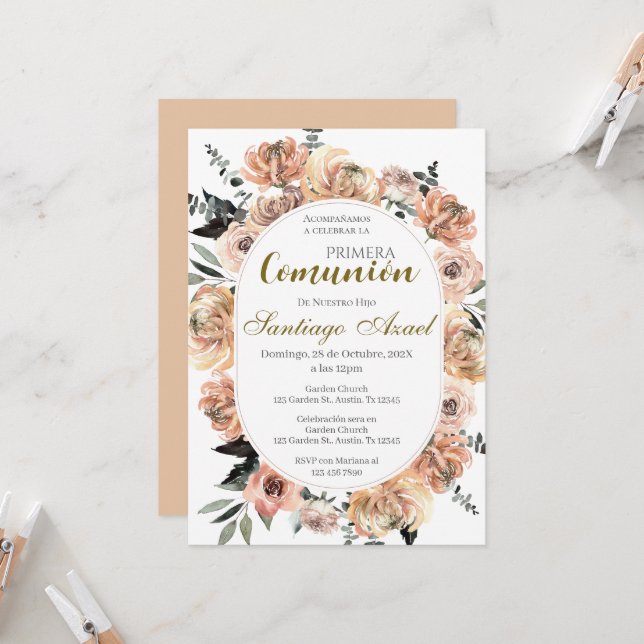 Convite Espanhol da Primeira Comunhão (Frente/Verso In Situ)