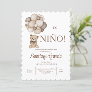 Convite Espanhol do Teddy Bear Boy