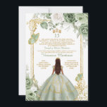 Convite Espanhol Dourado 15 Años Sage Princesa Verde Anive<br><div class="desc">EDITABLE Espanhol Dourado 15 Años Sage Green Princess Aniversário Convite Elegante Ivory & Sage Green Floral Quinceanera Aniversário Mis Quince 15 Anos,  16 Anos Aniversário</div>