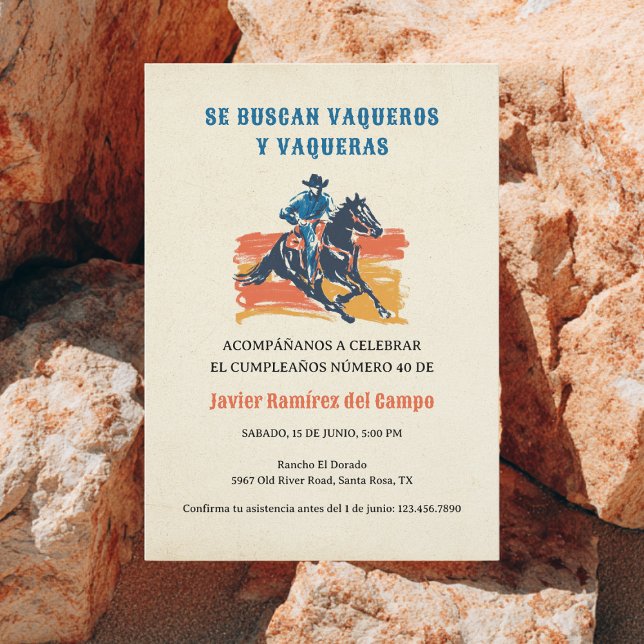 Convite Espanhol Mexicano Deserto de Cowboy Selvagem - Ani (Criador carregado)