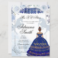 Espanhol Mexicano Mis Quince Marinho Blue Silver