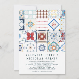 Convite Espanhol para Casamento de Azulejos