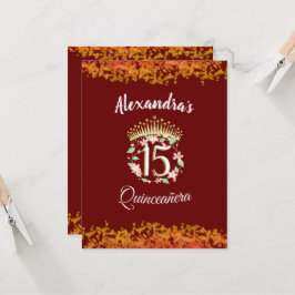 Convite Espanhol para Quinceañera, Luxury Burgundy