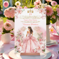 Espanhol Princesa Rosa Rosa Dourada 15 Años Años A