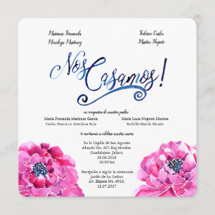 Convite espanhol quadrado do casamento, Invitación