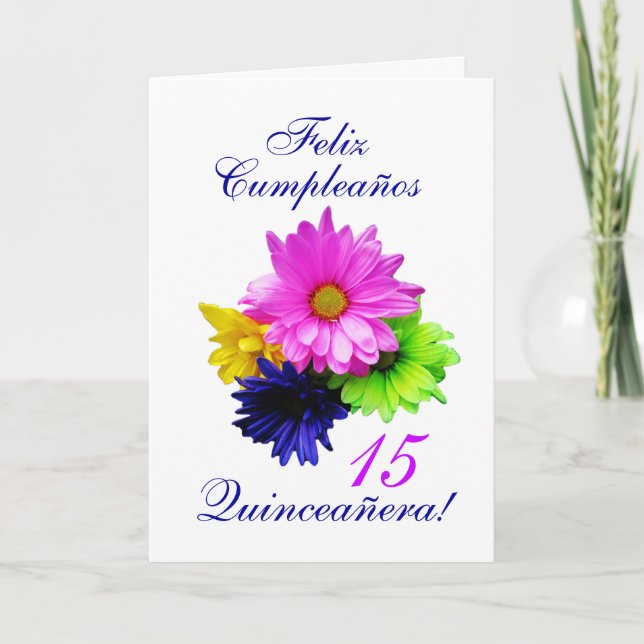 Convite Espanhol: Quinceanera 15 y. o. B. dia (Frente)
