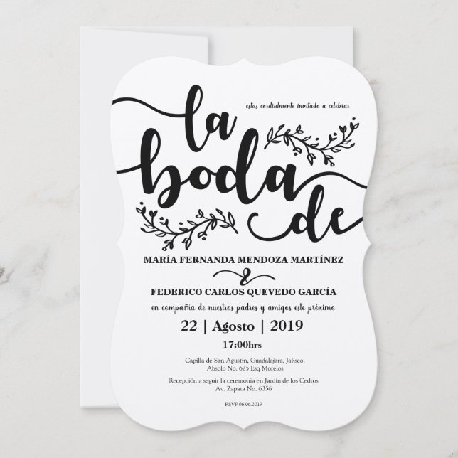 Convite Espanhol Rústico Editável (Frente)