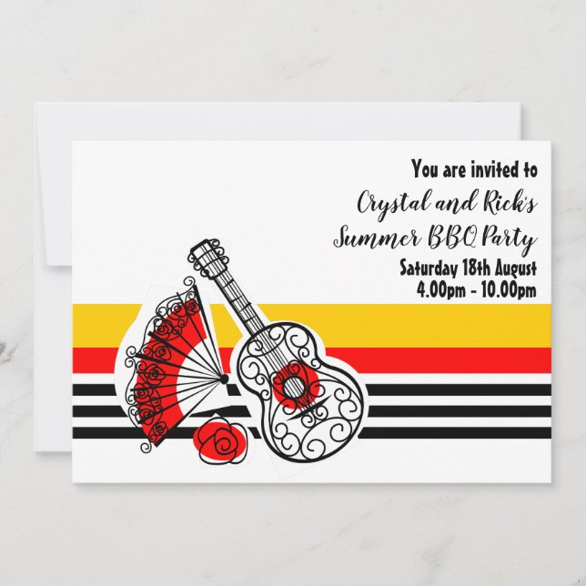 Convite Espanhol Souvenirs Classic Stripe horizontal (Frente)