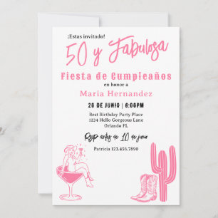 Convite Espanhola 50 e Fabulosa Festa Ocidental de 50 Anos