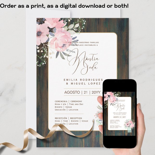 Convite Espanol Invitación de Boda Floral Casamento Russo  (Criador carregado)