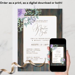 Convite Espanol Invitación de Boda Floral Casamento Russo 