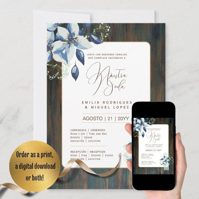 Convite Espanol Invitación de Boda Floral Casamento Russo  (Criador carregado)