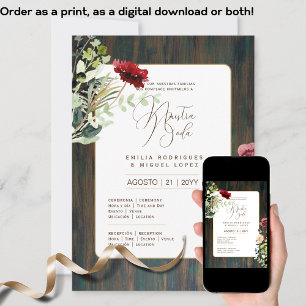 Convite Espanol Invitación de Boda Floral Casamento Russo