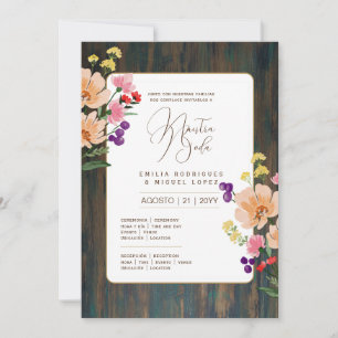 Convite Espanol Invitación de Boda Floral Casamento Russo