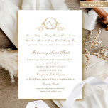 Convite Español, Invitacion de Boda Formal con  Monogram<br><div class="desc">Elegante invitación de matrimonio con un diseño clássico mostrando un delicado monograma en imitación oro, con las iniciales de los contrayentes. Diseño tradicional con los nombres de los padres o bien los nombres de las familias. Ideal para parejas que les gusta el estilo limpio, clásico y elegante. Texto en color...</div>
