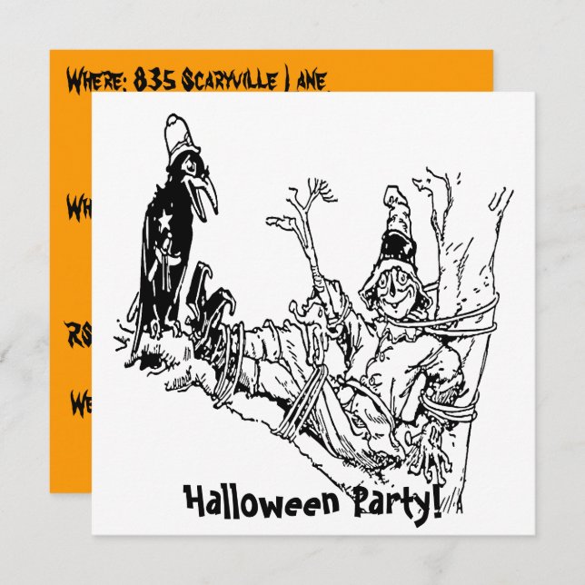 Convite Espantalho Amarrado em Árvore (Frente/Verso)