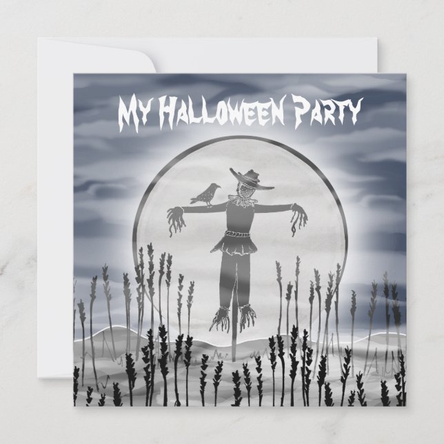 Convite Espantalho do Horror das Halloween Personalizado (Frente)