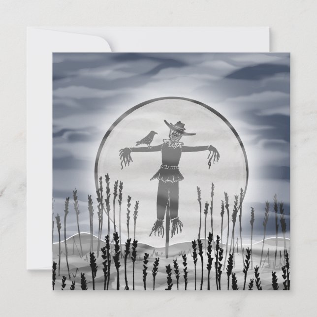 Convite Espantalho do Horror das Halloween Personalizado (Frente)