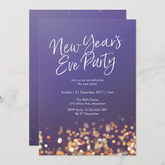 Convite esparso da Véspera de ano novo (Frente/Verso)