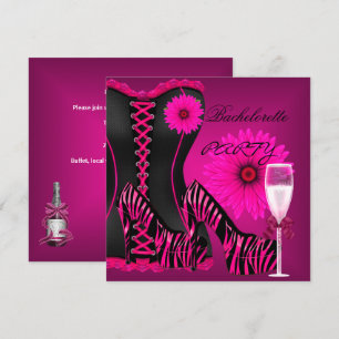 Convite Espartilho para Festa de Solteira Zebra Preto Rosa